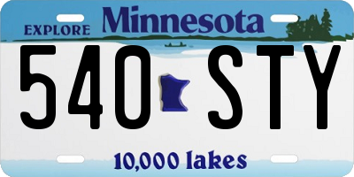 MN license plate 540STY