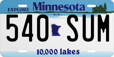 MN license plate 540SUM