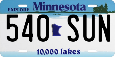 MN license plate 540SUN