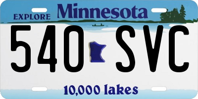 MN license plate 540SVC