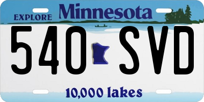 MN license plate 540SVD
