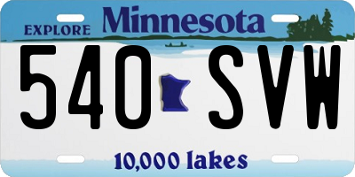 MN license plate 540SVW