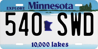 MN license plate 540SWD
