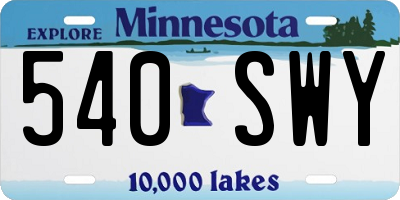 MN license plate 540SWY