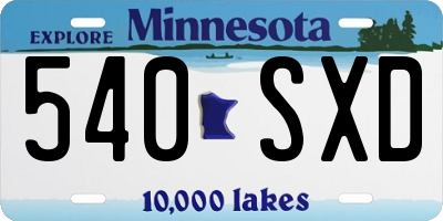 MN license plate 540SXD