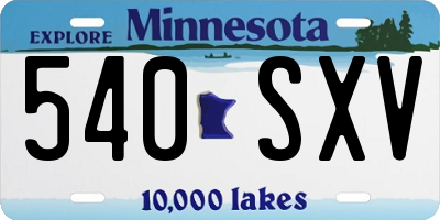 MN license plate 540SXV