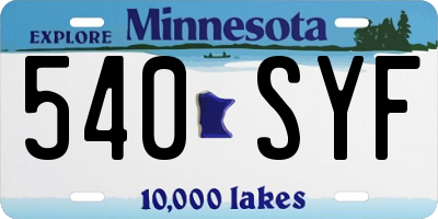 MN license plate 540SYF