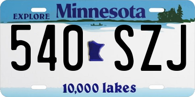 MN license plate 540SZJ