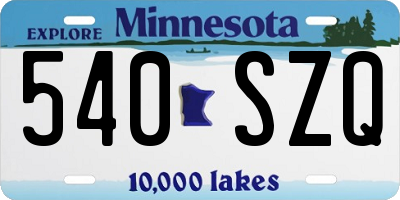 MN license plate 540SZQ