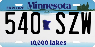 MN license plate 540SZW