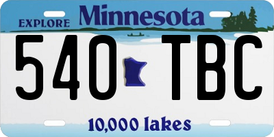 MN license plate 540TBC