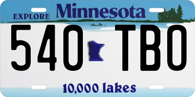 MN license plate 540TBO