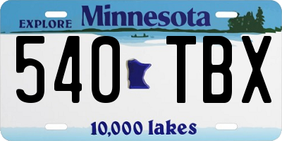 MN license plate 540TBX