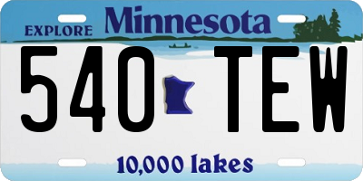 MN license plate 540TEW