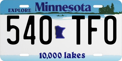 MN license plate 540TFO