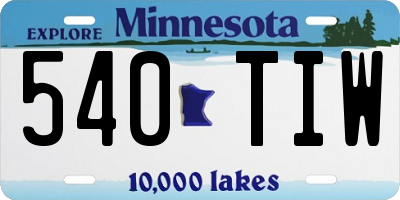 MN license plate 540TIW