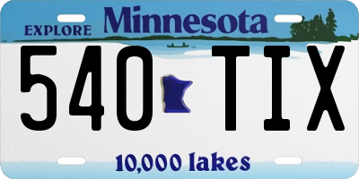 MN license plate 540TIX