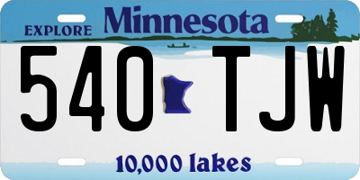 MN license plate 540TJW