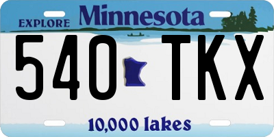 MN license plate 540TKX