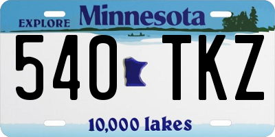 MN license plate 540TKZ
