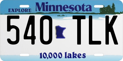 MN license plate 540TLK