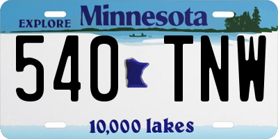 MN license plate 540TNW