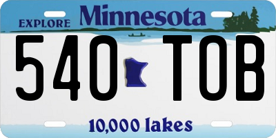 MN license plate 540TOB