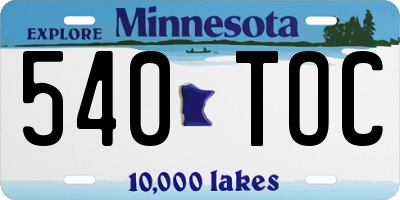 MN license plate 540TOC