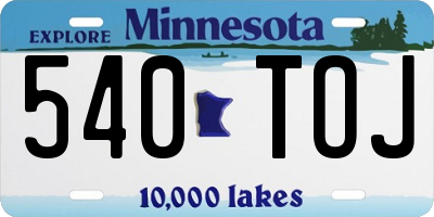 MN license plate 540TOJ