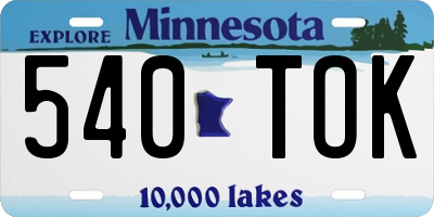 MN license plate 540TOK