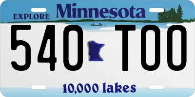 MN license plate 540TOO