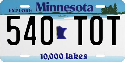 MN license plate 540TOT