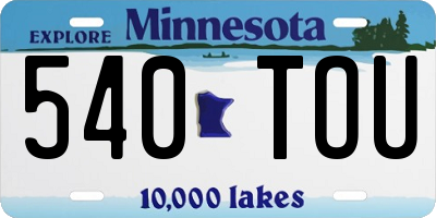 MN license plate 540TOU