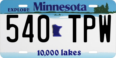 MN license plate 540TPW