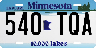 MN license plate 540TQA