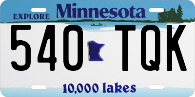 MN license plate 540TQK