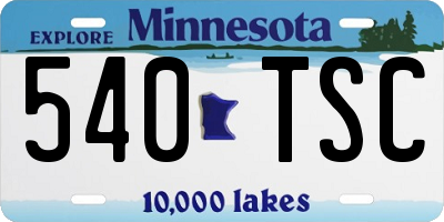 MN license plate 540TSC