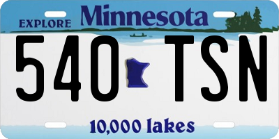 MN license plate 540TSN