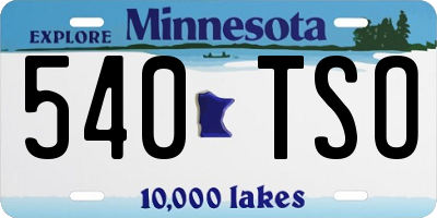MN license plate 540TSO