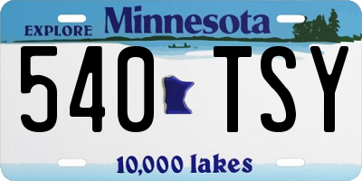 MN license plate 540TSY