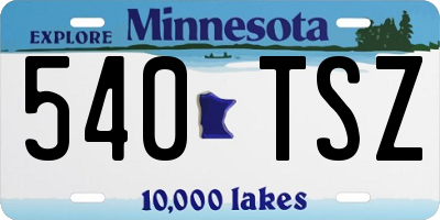 MN license plate 540TSZ