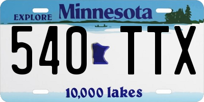 MN license plate 540TTX