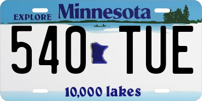 MN license plate 540TUE