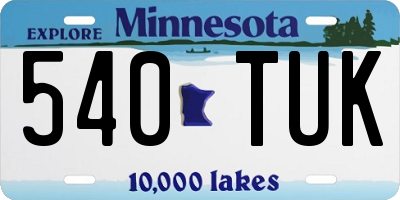 MN license plate 540TUK