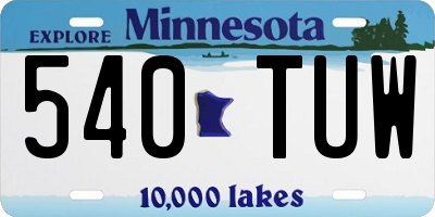 MN license plate 540TUW