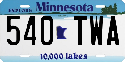 MN license plate 540TWA