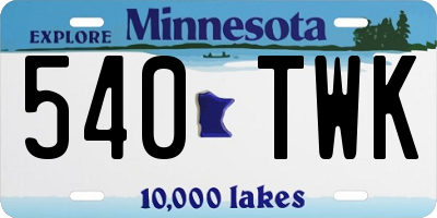 MN license plate 540TWK