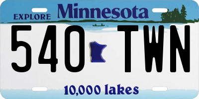 MN license plate 540TWN