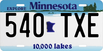 MN license plate 540TXE