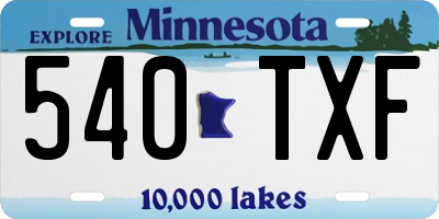 MN license plate 540TXF